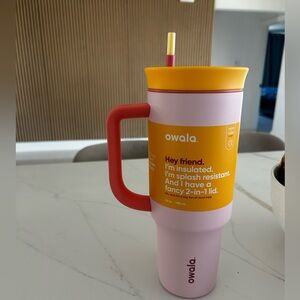 Owala Pink and Yellow Insulated Mug